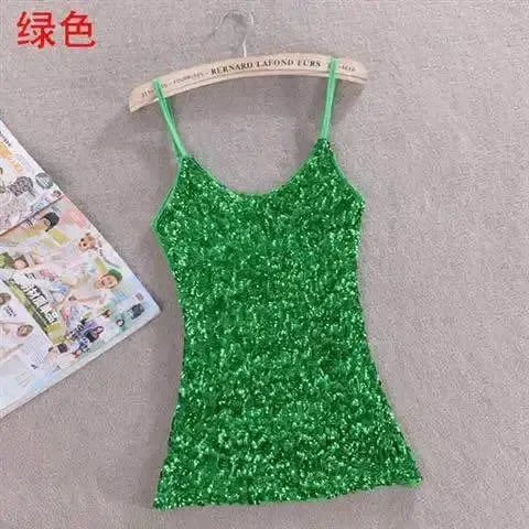 Tank Tops Women Clothing Summer Sleeveless Casual Slim Shirt Woman Streetwear Sexy Sequins Top Ladies Clothes Camis
