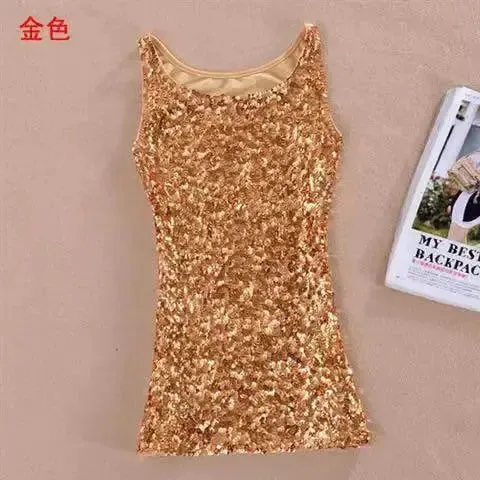 Tank Tops Women Clothing Summer Sleeveless Casual Slim Shirt Woman Streetwear Sexy Sequins Top Ladies Clothes Camis