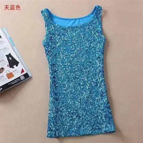Tank Tops Women Clothing Summer Sleeveless Casual Slim Shirt Woman Streetwear Sexy Sequins Top Ladies Clothes Camis