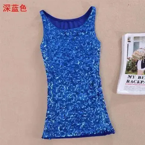 Tank Tops Women Clothing Summer Sleeveless Casual Slim Shirt Woman Streetwear Sexy Sequins Top Ladies Clothes Camis