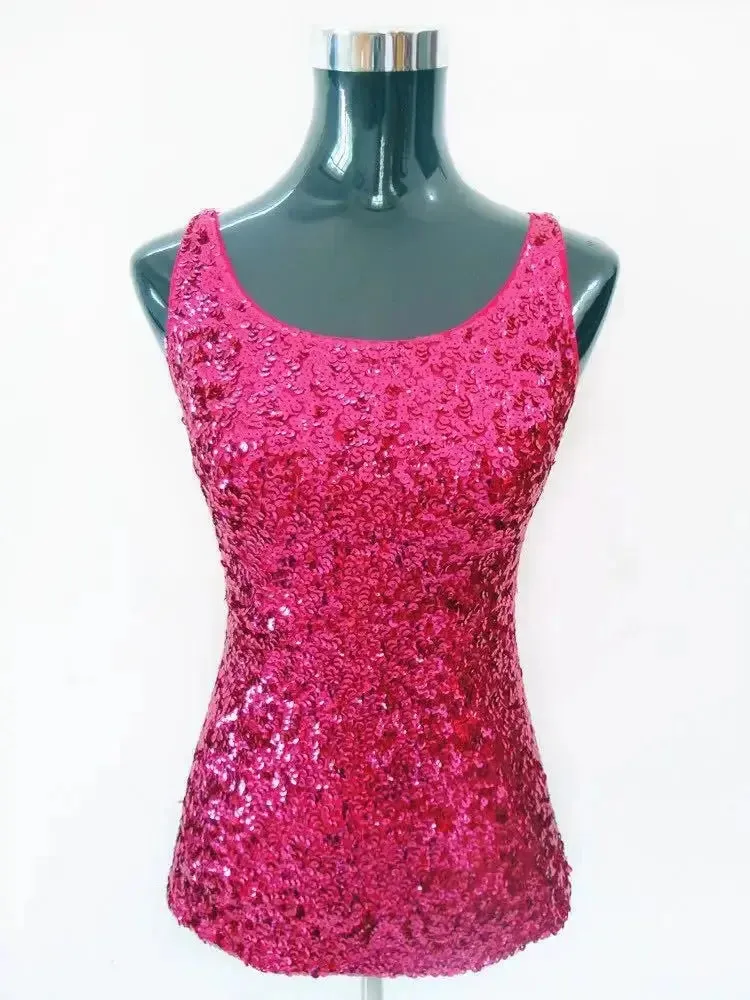 Tank Tops Women Clothing Summer Sleeveless Casual Slim Shirt Woman Streetwear Sexy Sequins Top Ladies Clothes Camis