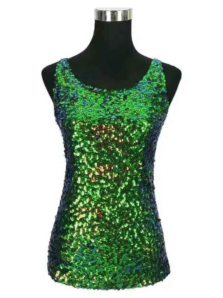 Tank Tops Women Clothing Summer Sleeveless Casual Slim Shirt Woman Streetwear Sexy Sequins Top Ladies Clothes Camis