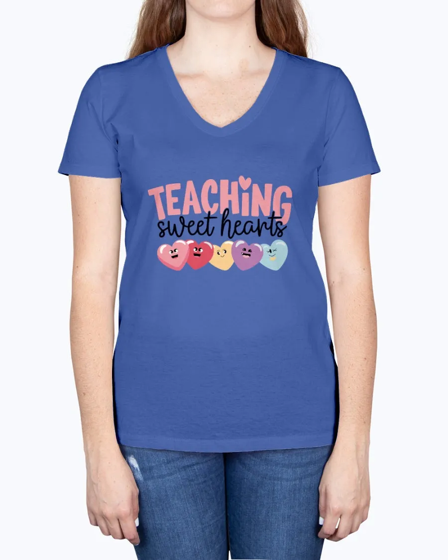 Teaching Sweethearts - Ladies V-neck T-Shirt