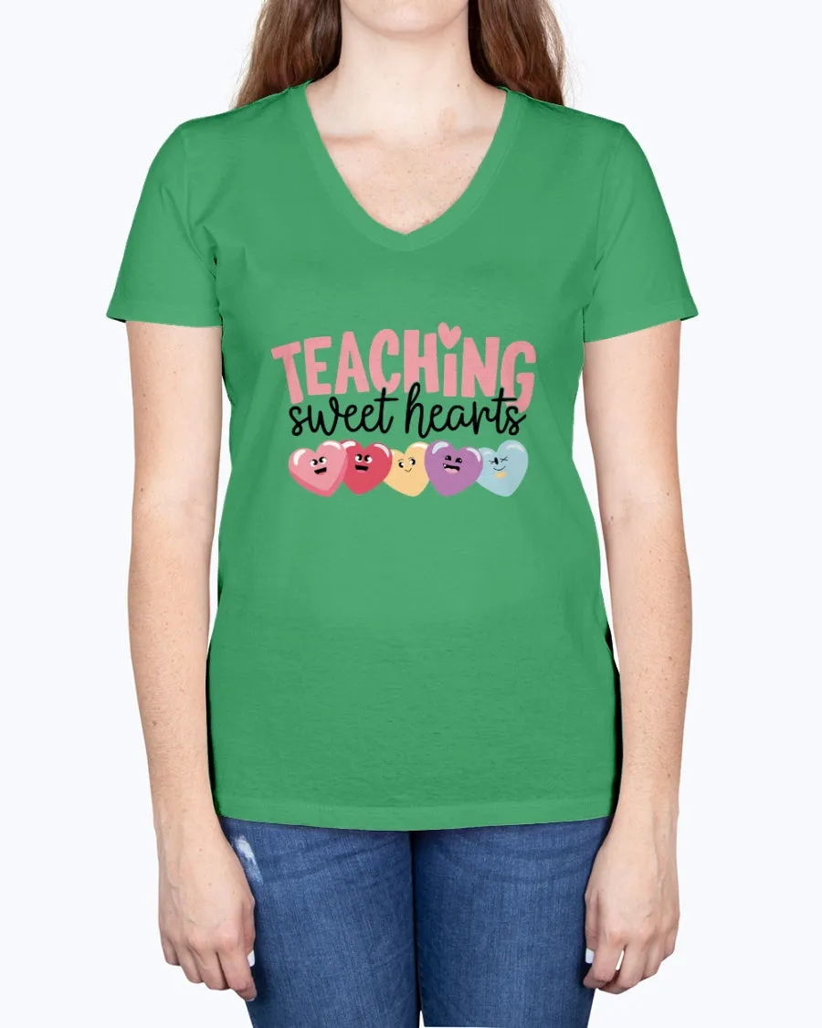 Teaching Sweethearts - Ladies V-neck T-Shirt