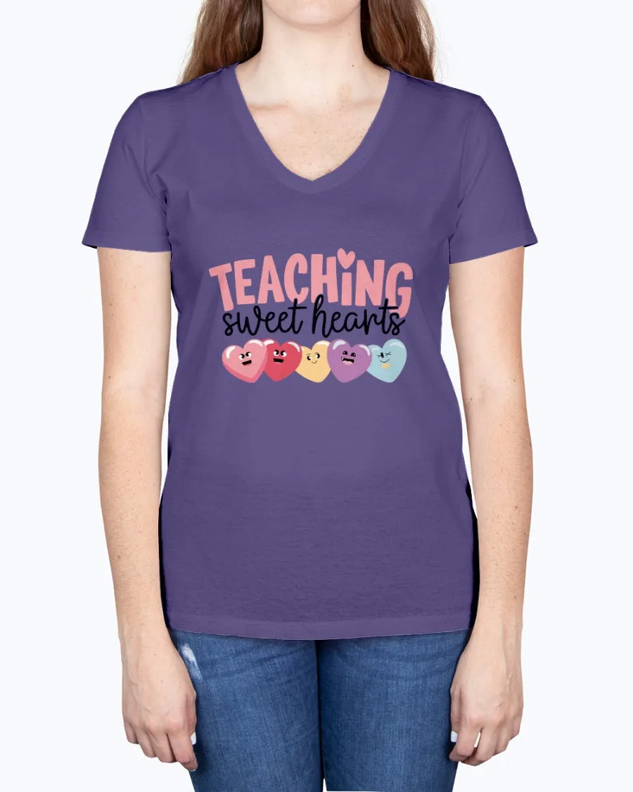 Teaching Sweethearts - Ladies V-neck T-Shirt