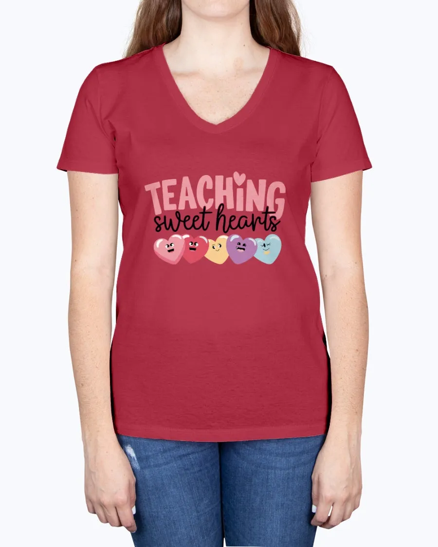 Teaching Sweethearts - Ladies V-neck T-Shirt