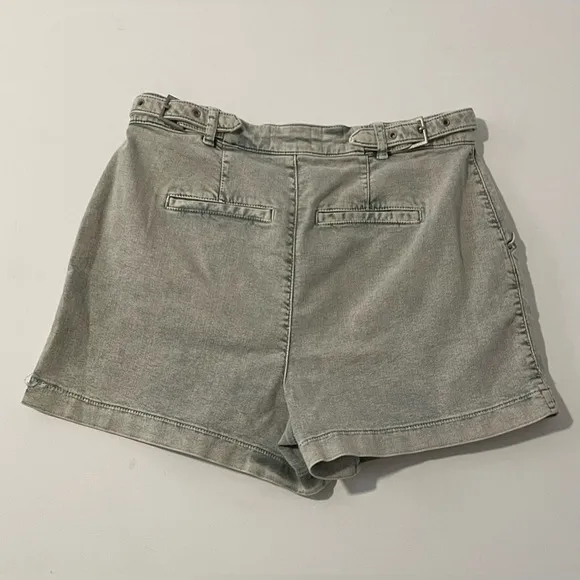 Ted Baker Malin Tailored Denim Shorts Wrap buckle waist pleated 32