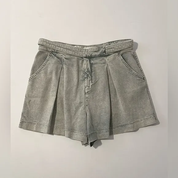 Ted Baker Malin Tailored Denim Shorts Wrap buckle waist pleated 32