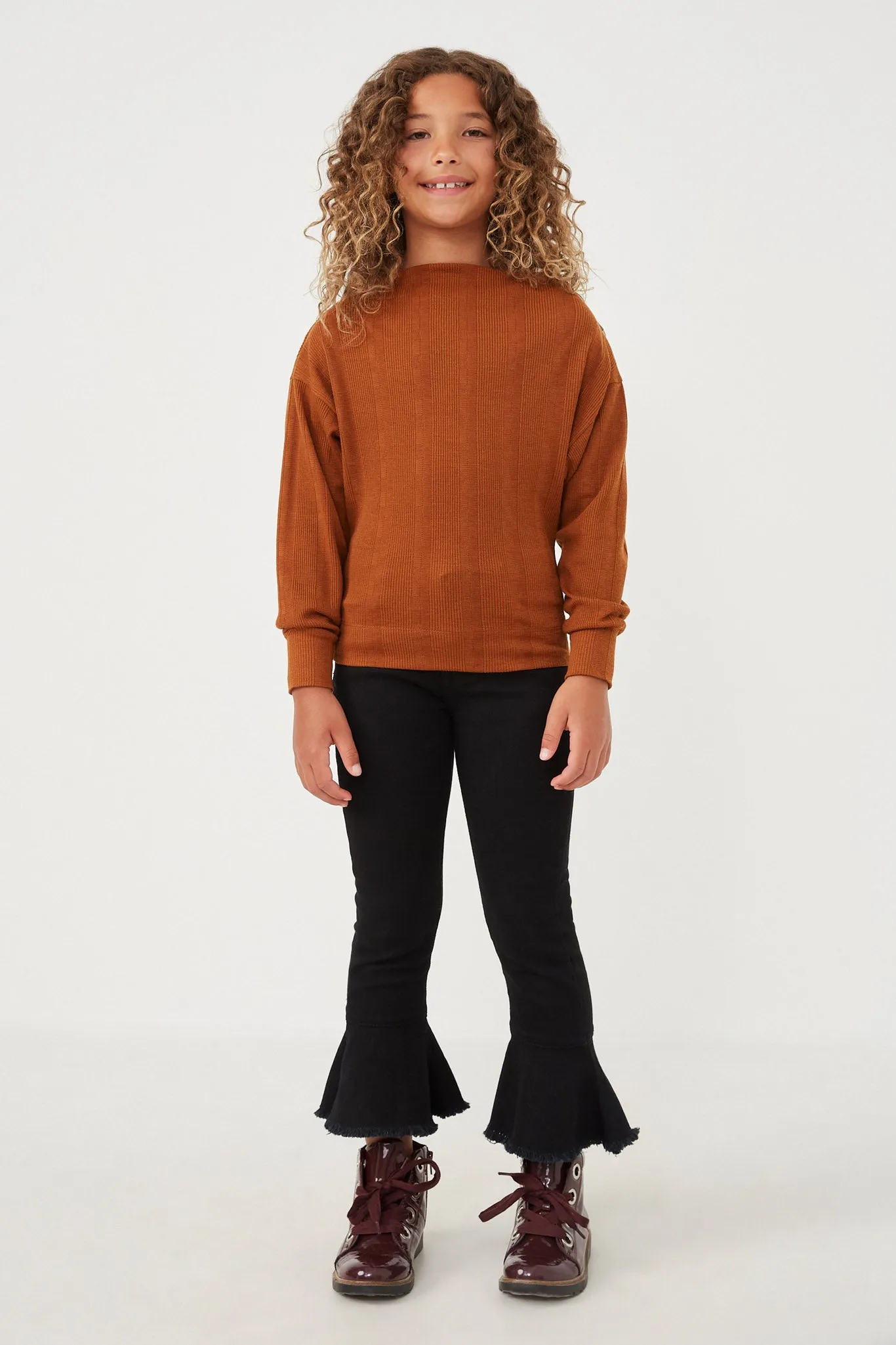 Textured Zipper Detail Long Sleeve Knit Top