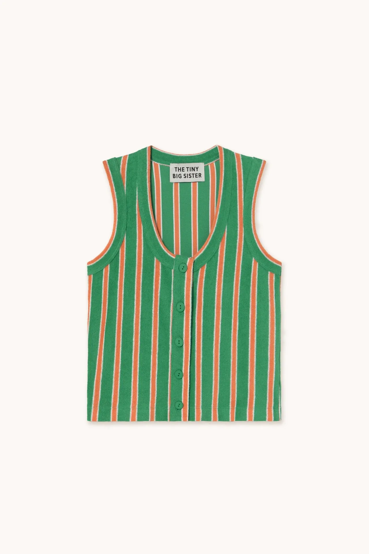 The Tiny Big Sister Towel Striped Buttoned Top - Emerald