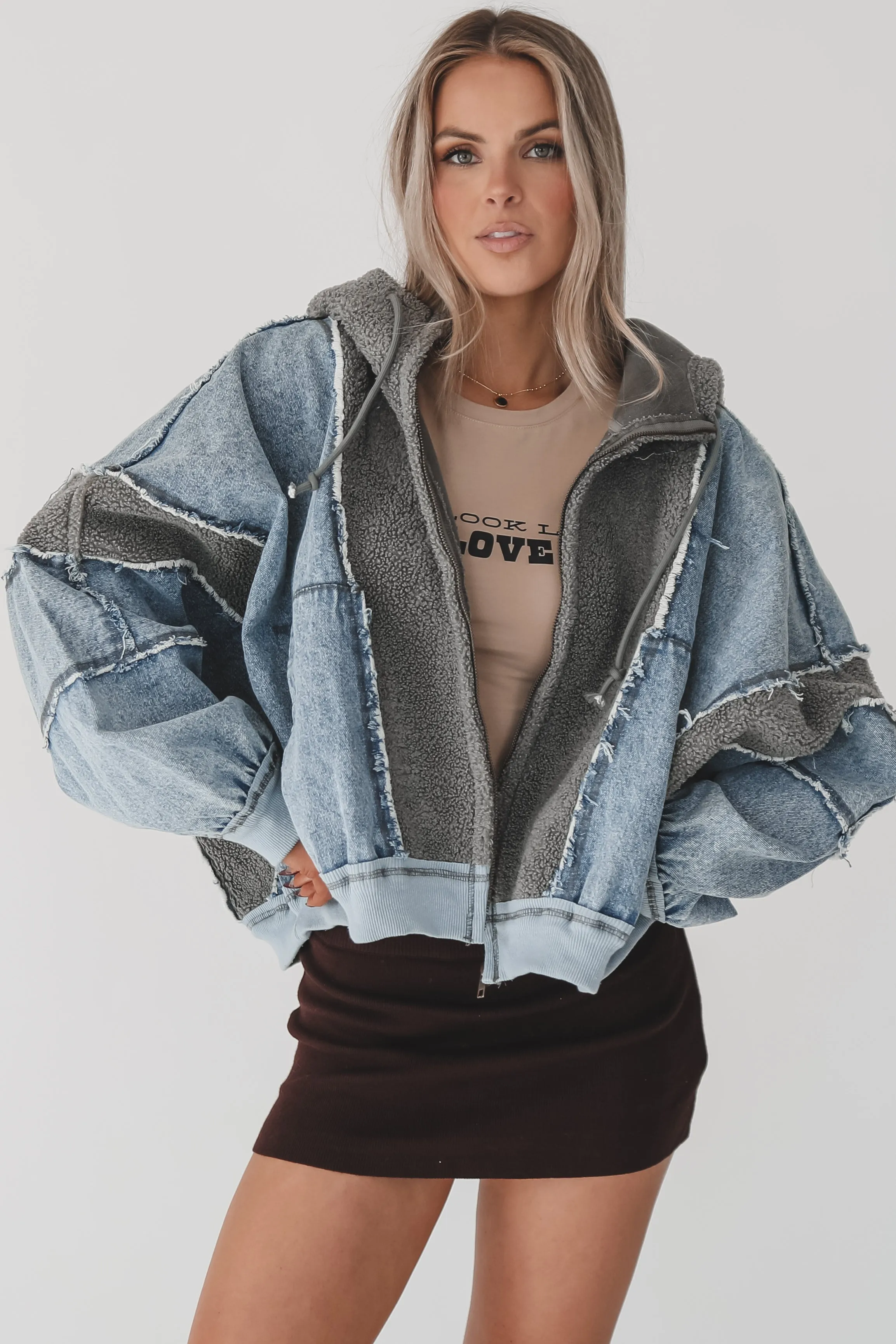 Throwing Something On Lightweight Denim Zip Up Jacket