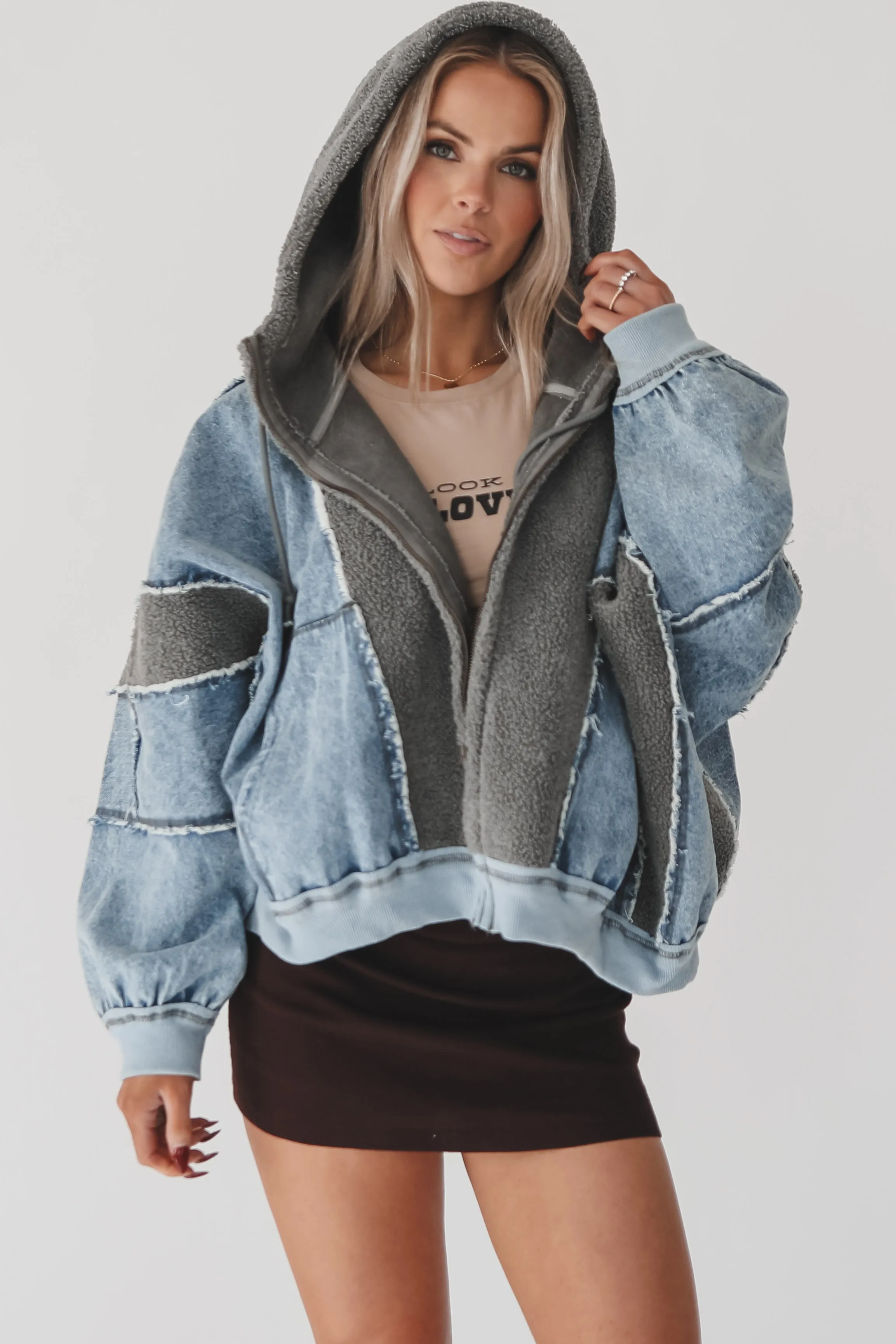 Throwing Something On Lightweight Denim Zip Up Jacket