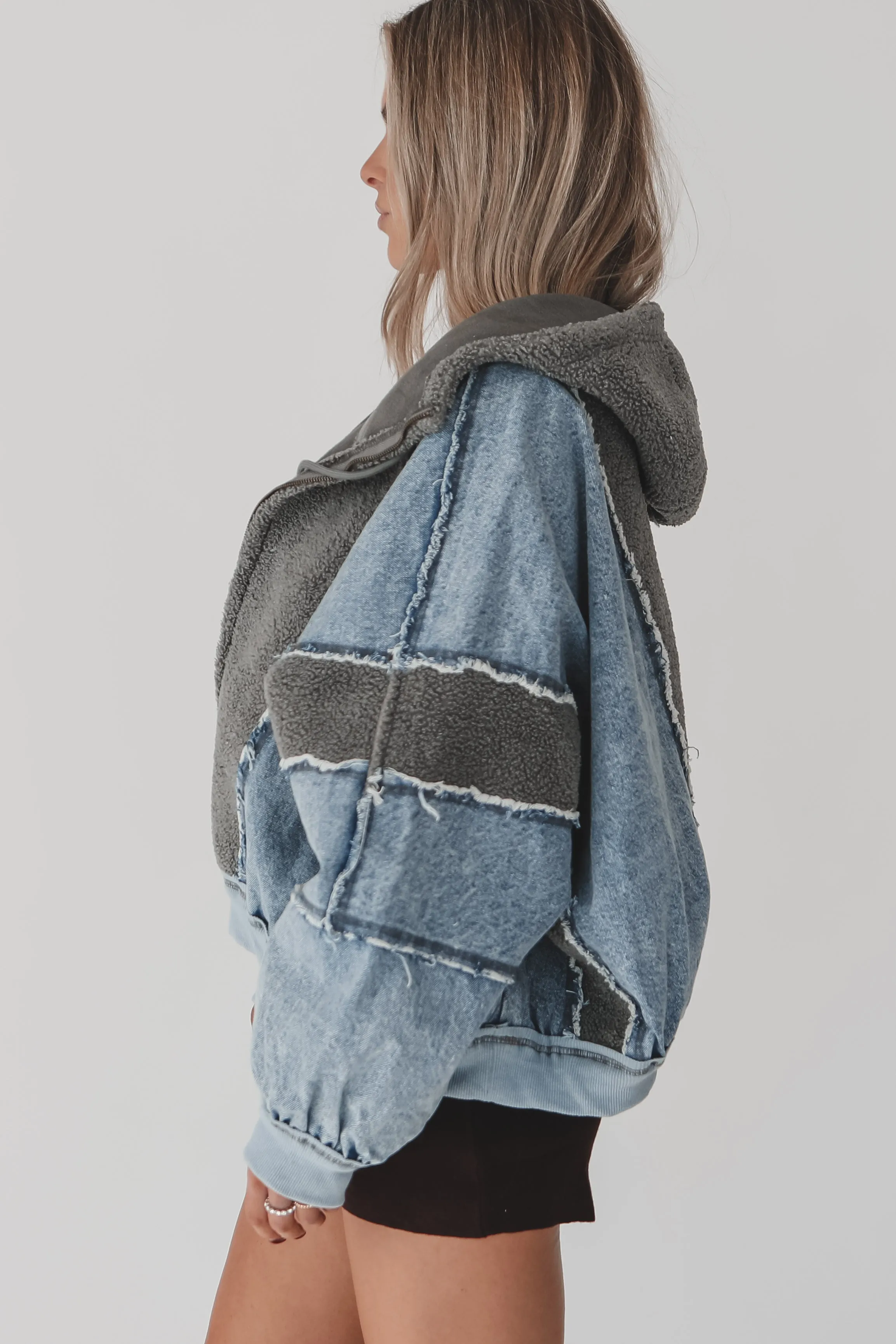 Throwing Something On Lightweight Denim Zip Up Jacket