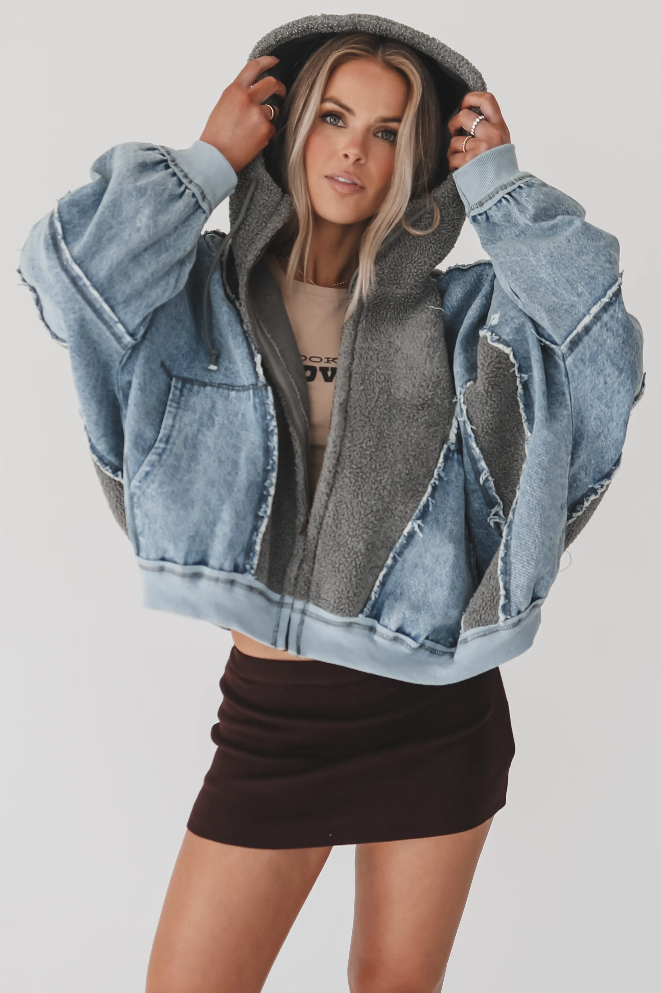 Throwing Something On Lightweight Denim Zip Up Jacket