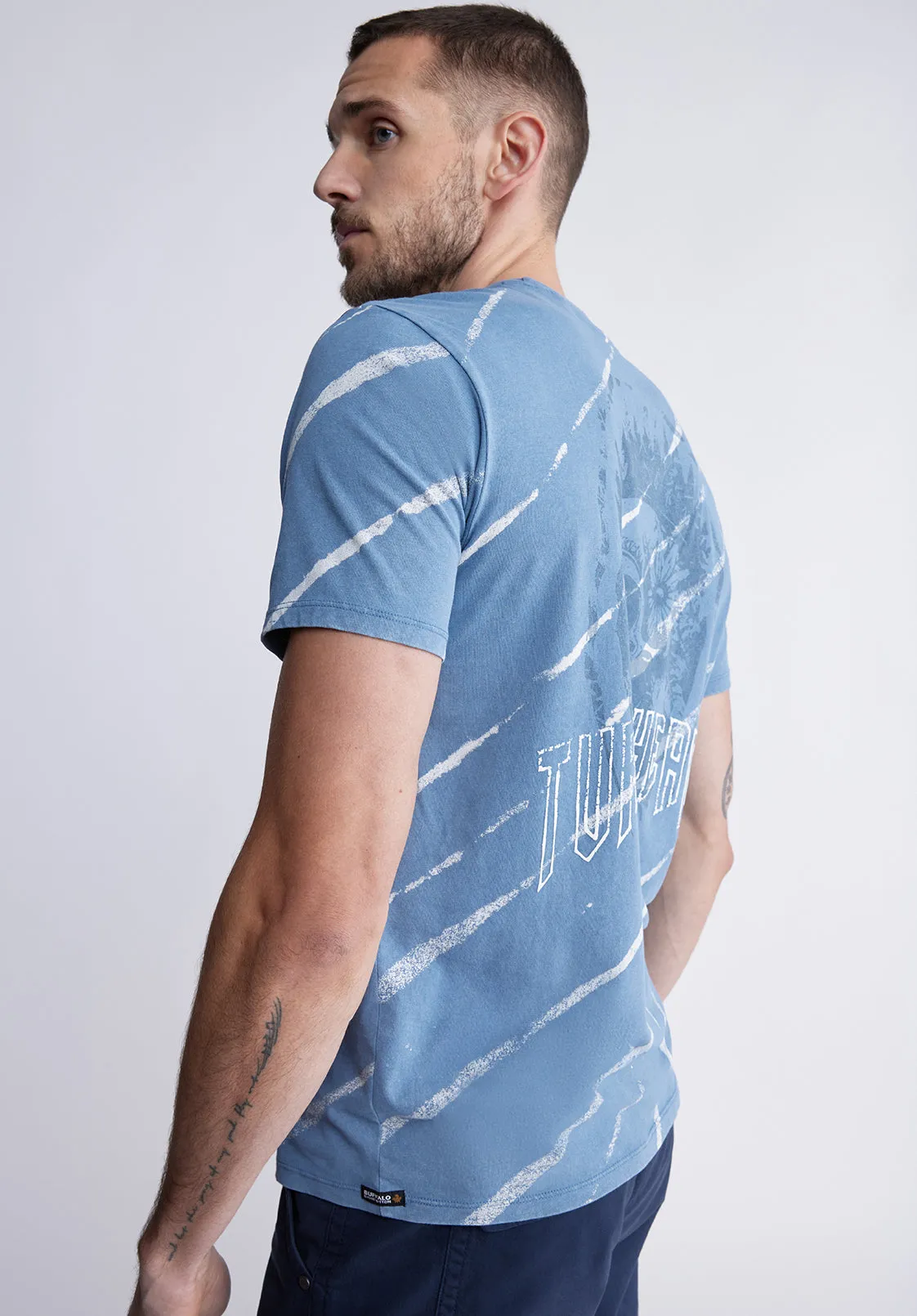 Tibug Men's Printed T-shirt in Mirage Blue - BM24320