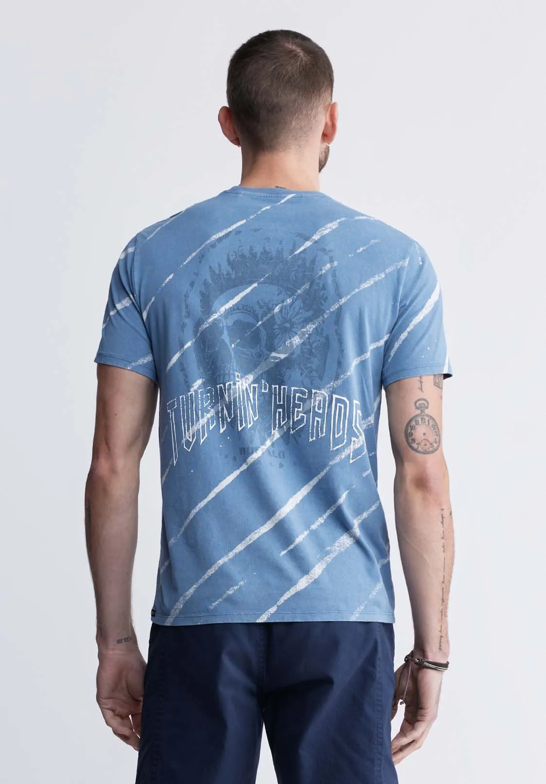Tibug Men's Printed T-shirt in Mirage Blue - BM24320