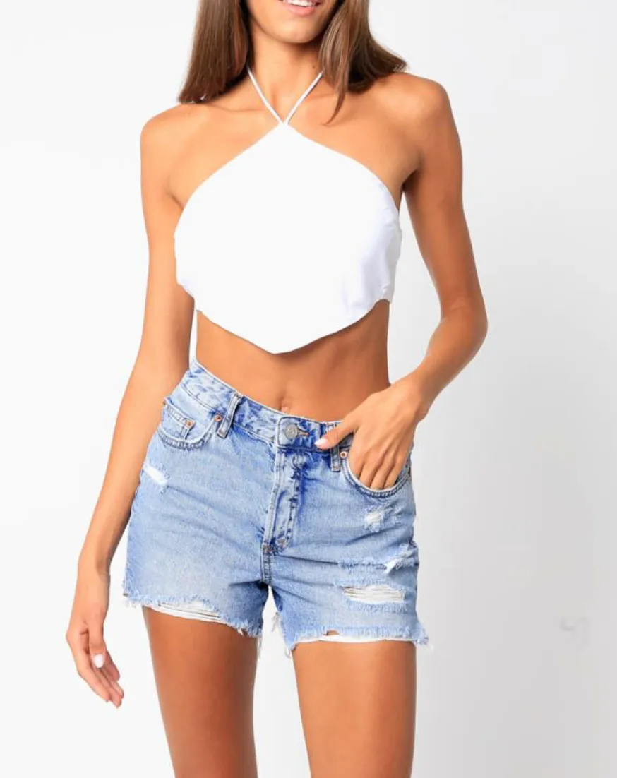 Tie Back Bandana Style Crop Top