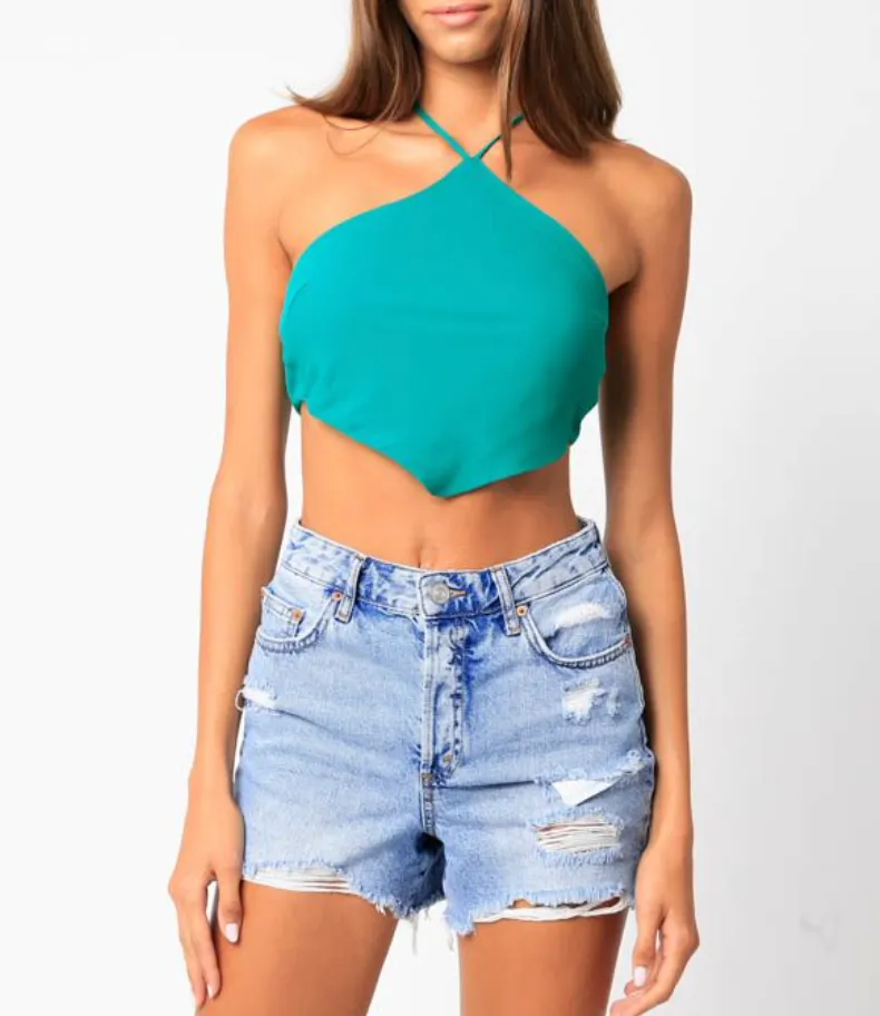 Tie Back Bandana Style Crop Top