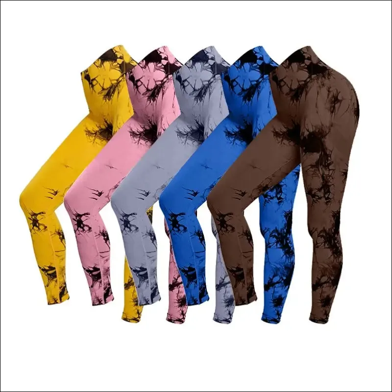 Tie dye yoga pants sport leggings women seamless high waist push up woman tights fitness workout