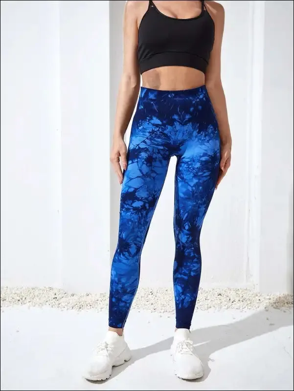Tie dye yoga pants sport leggings women seamless high waist push up woman tights fitness workout