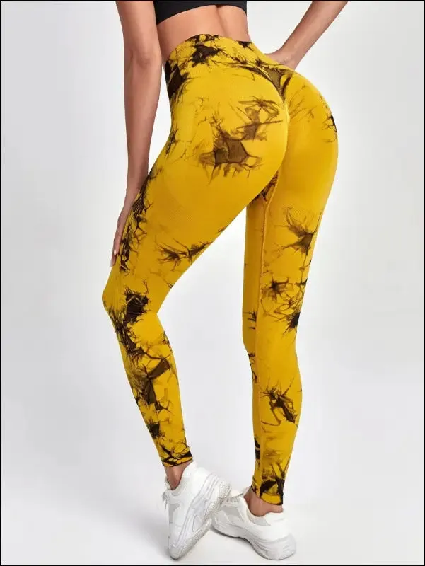 Tie dye yoga pants sport leggings women seamless high waist push up woman tights fitness workout