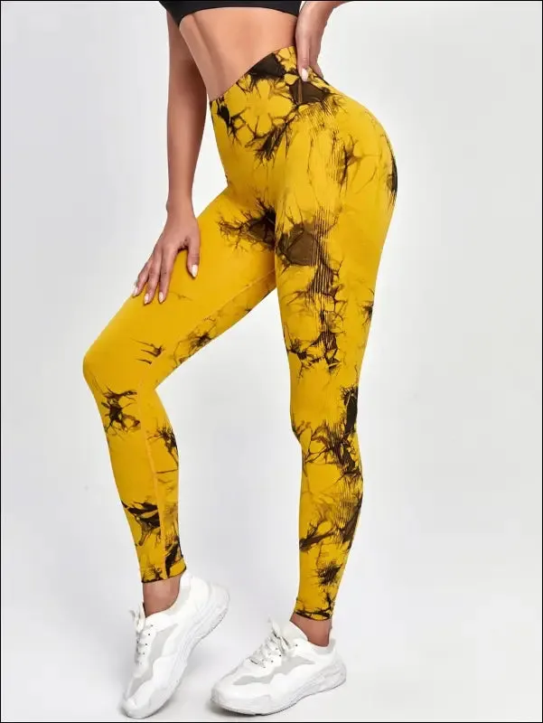 Tie dye yoga pants sport leggings women seamless high waist push up woman tights fitness workout