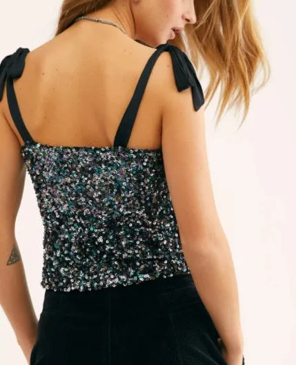 Tie Strap Sequin Cami Top