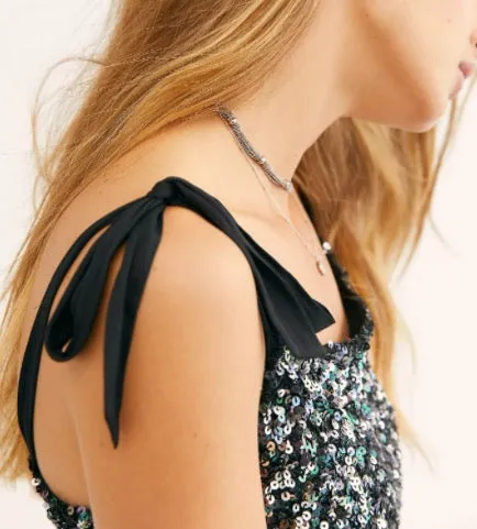 Tie Strap Sequin Cami Top
