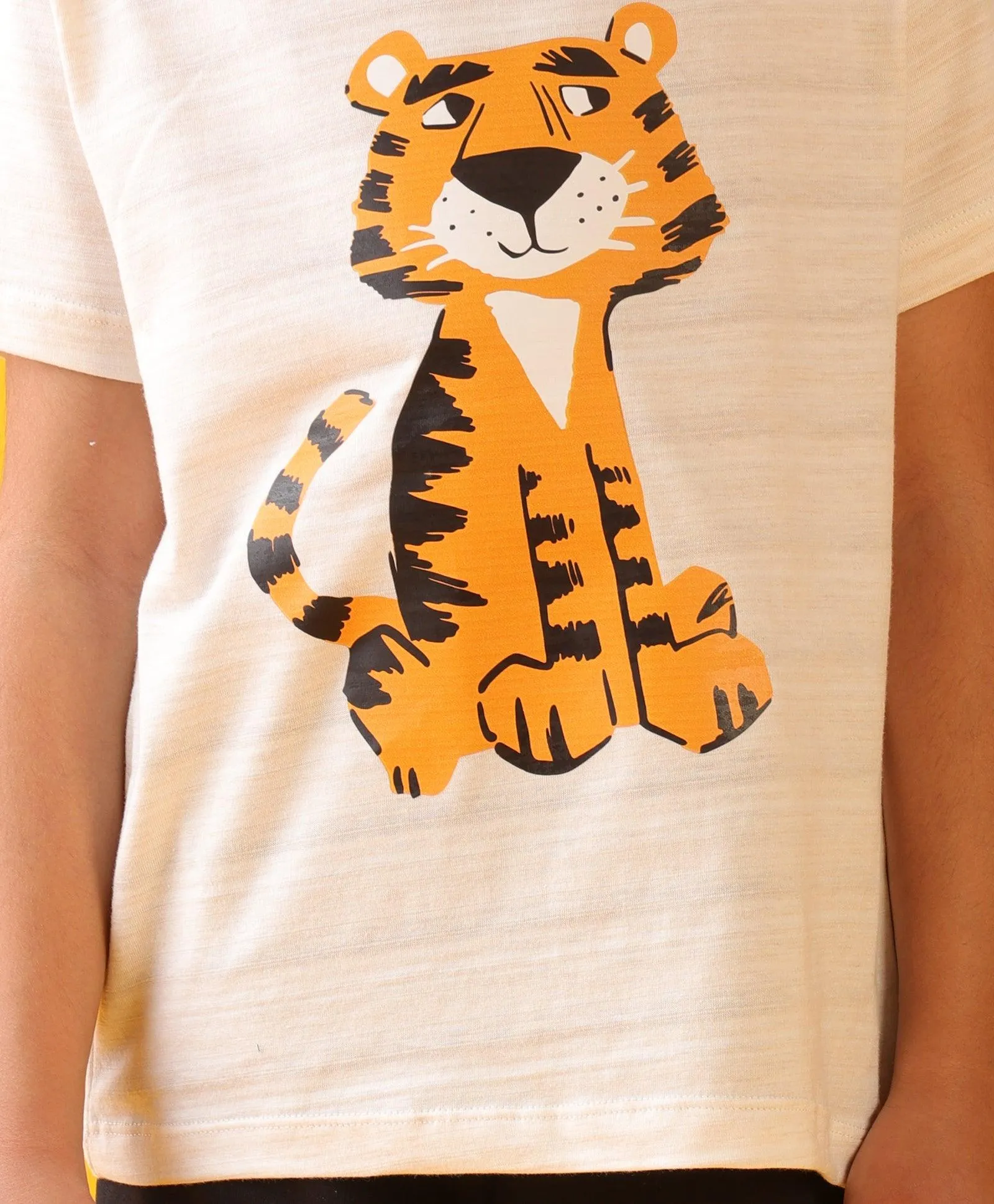 TIGER PRINT BLACK BOYS SUMMER JOGGER SET - GREY/BLACK