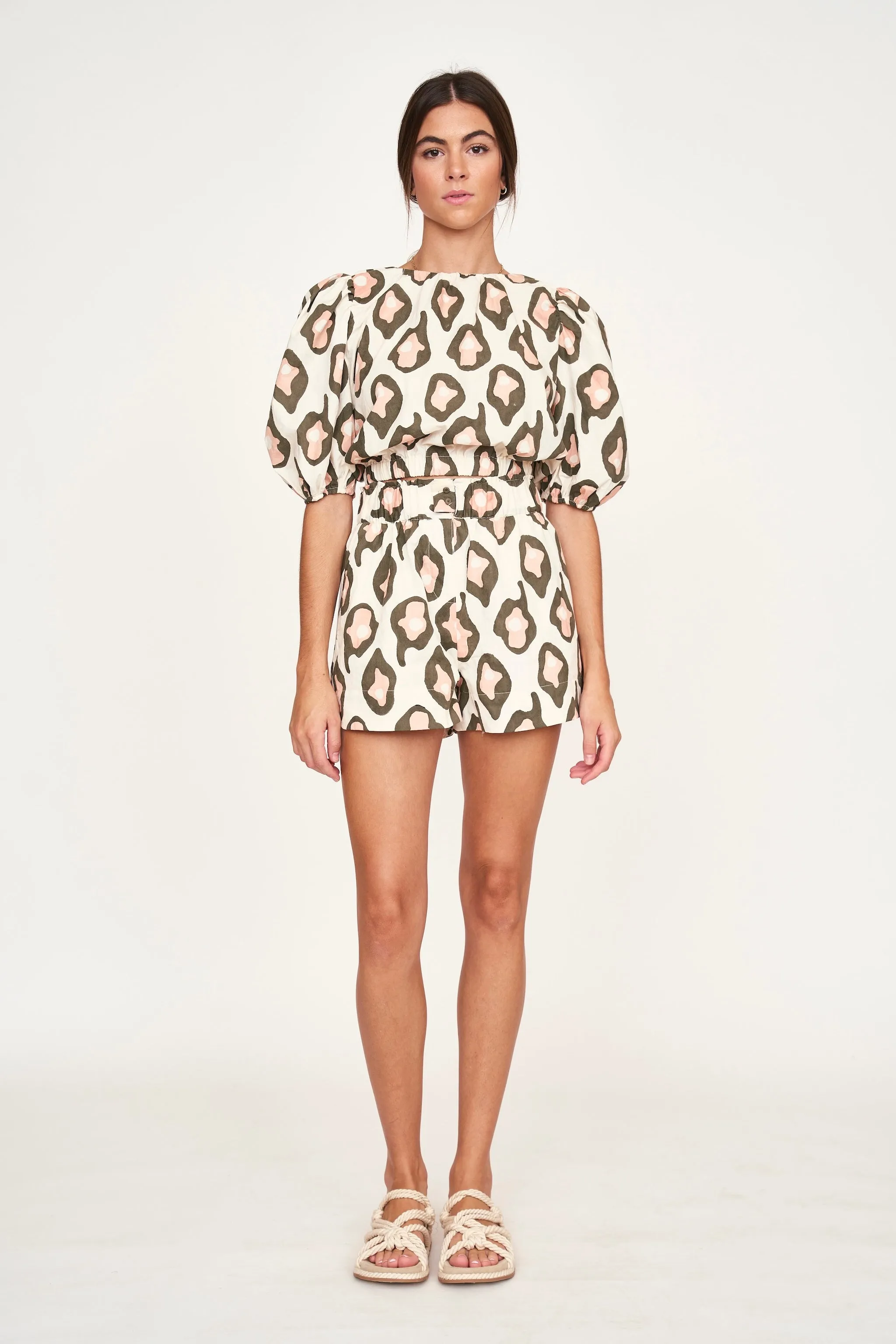 Track Shorts in Oyster Print