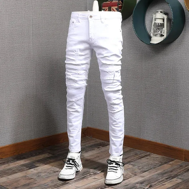 TrendMann Weiße Slim Fit Jeans für Herren