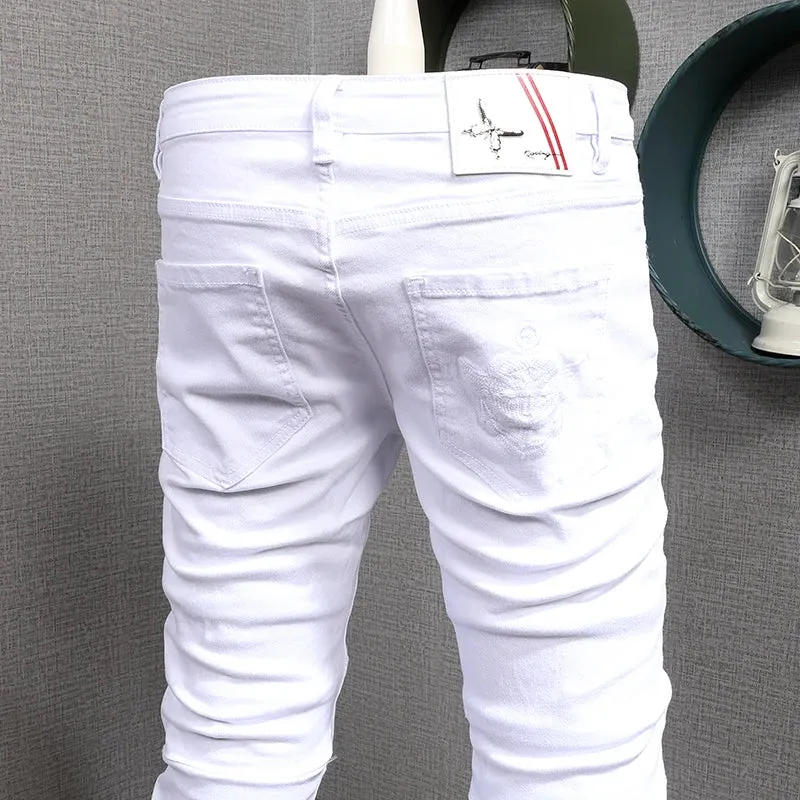 TrendMann Weiße Slim Fit Jeans für Herren