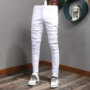 TrendMann Weiße Slim Fit Jeans für Herren