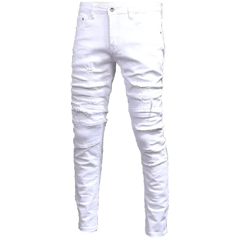TrendMann Weiße Slim Fit Jeans für Herren