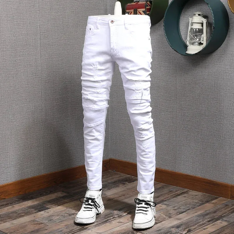 TrendMann Weiße Slim Fit Jeans für Herren