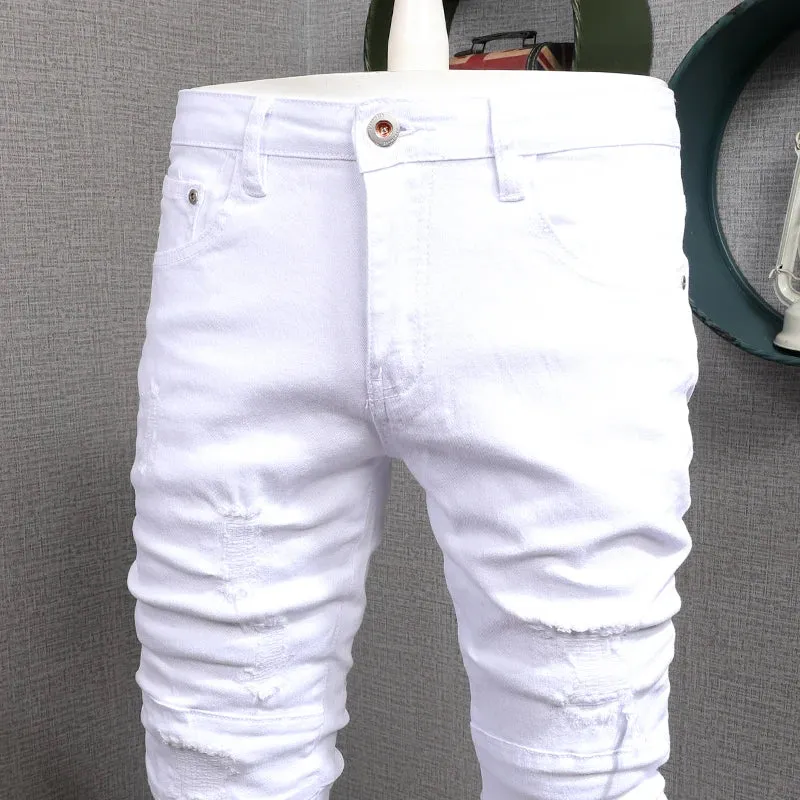 TrendMann Weiße Slim Fit Jeans für Herren