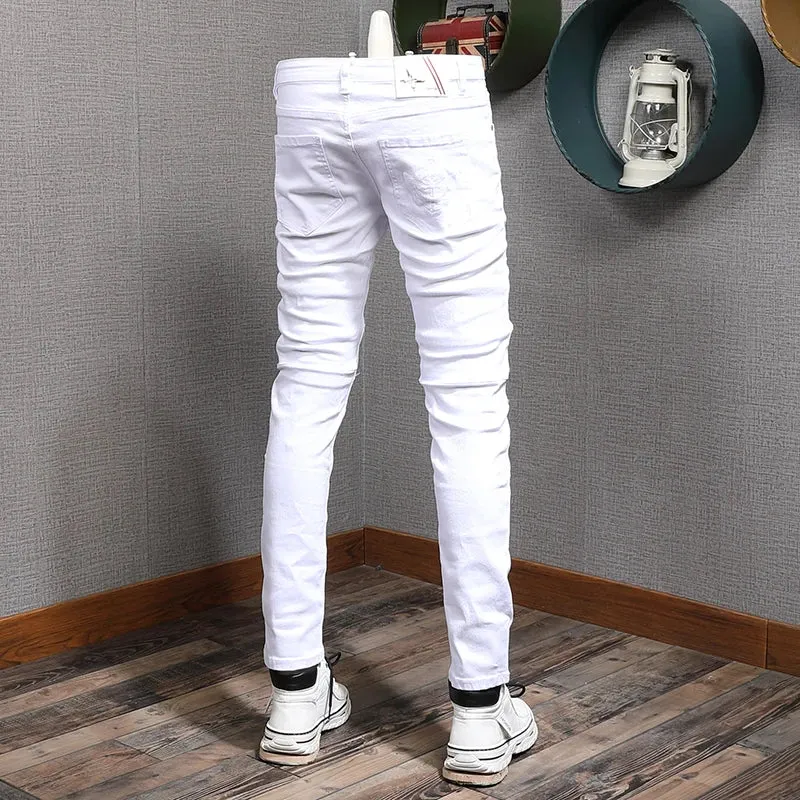 TrendMann Weiße Slim Fit Jeans für Herren