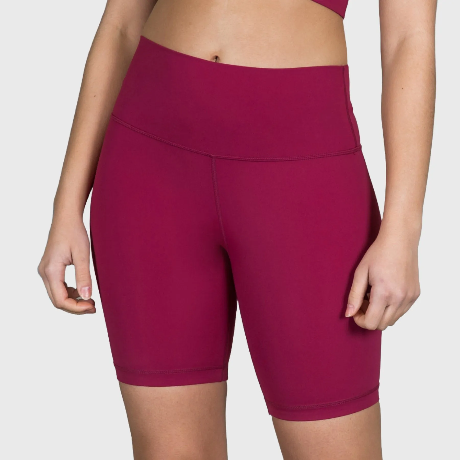 TWL - WOMEN'S HIGH WAISTED EXTRA LONG BALANCE SHORTS - PLUM