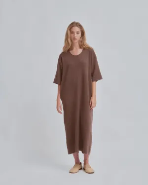 U-NECK KNIT DRESS IN WOOD
