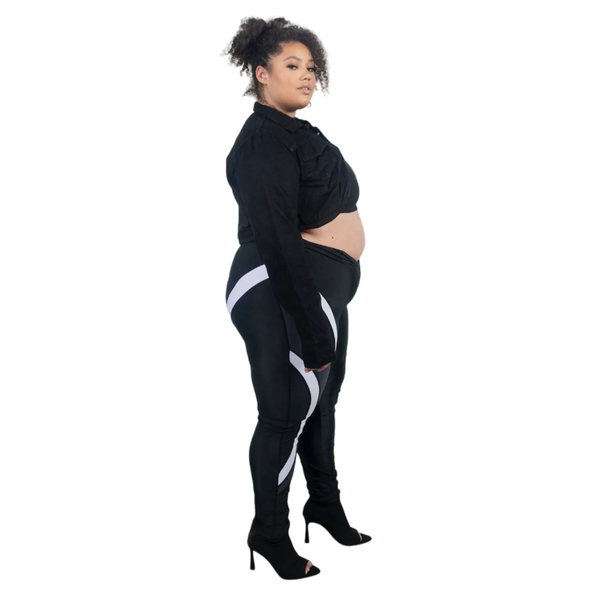 V Cut Black Leggings