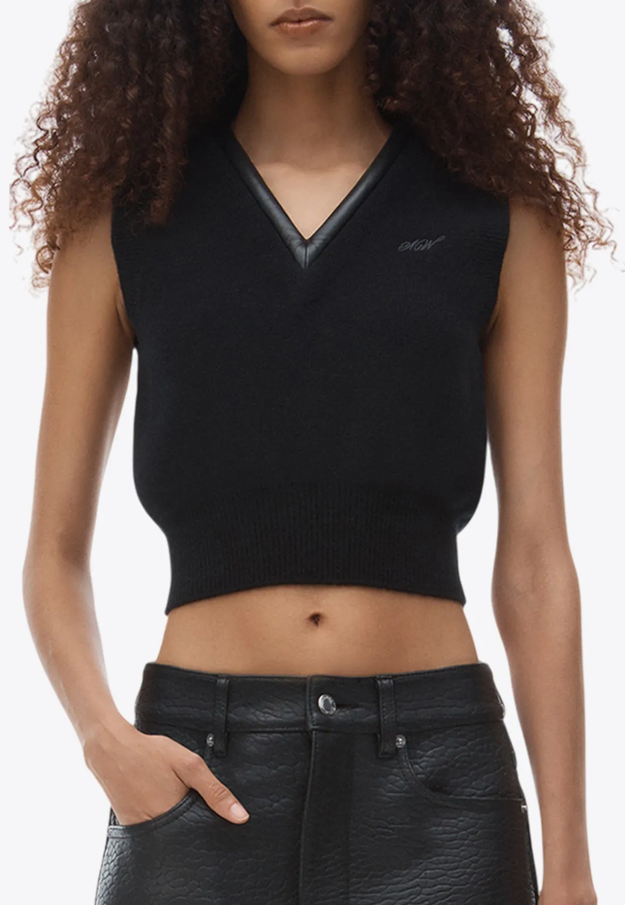 V-neck Knit Cropped Vest