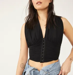 V Neck Ruched Crop Top