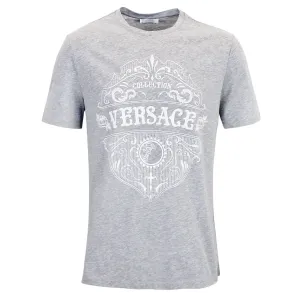 Versace Collection - Graphic Logo Print T-Shirt in Grey Melange