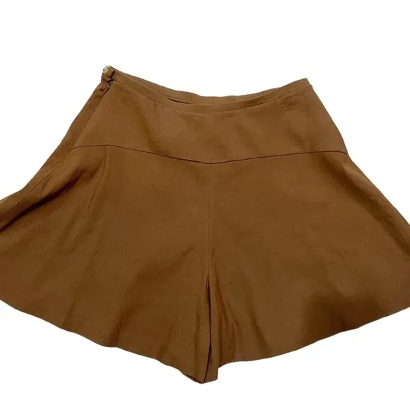 VINCE Linen Blend High Waisted Swing Shorts NWT Brown Sz 6