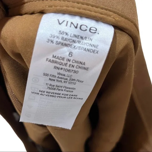 VINCE Linen Blend High Waisted Swing Shorts NWT Brown Sz 6