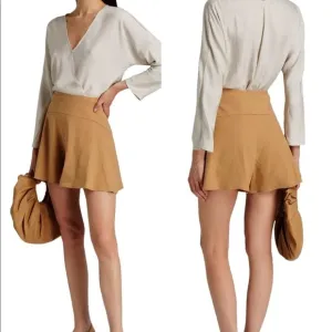 VINCE Linen Blend High Waisted Swing Shorts NWT Brown Sz 6