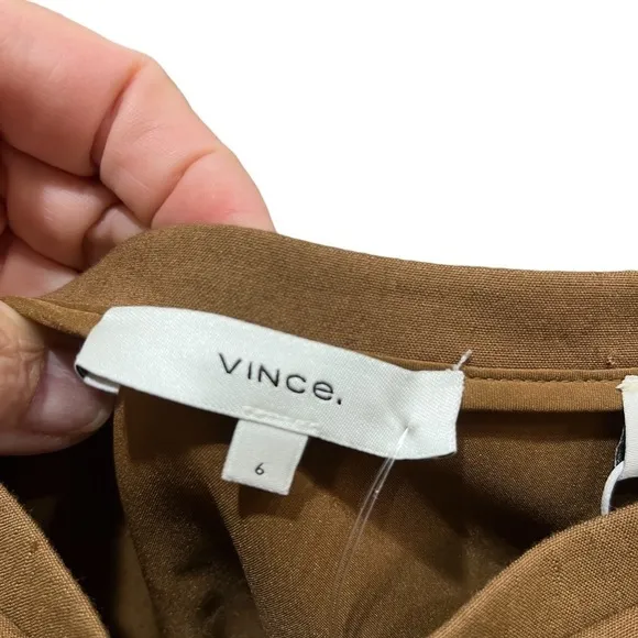 VINCE Linen Blend High Waisted Swing Shorts NWT Brown Sz 6