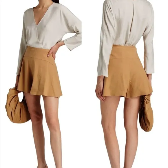 VINCE Linen Blend High Waisted Swing Shorts NWT Brown Sz 6