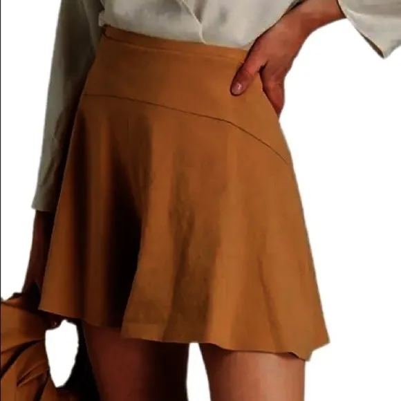 VINCE Linen Blend High Waisted Swing Shorts NWT Brown Sz 6