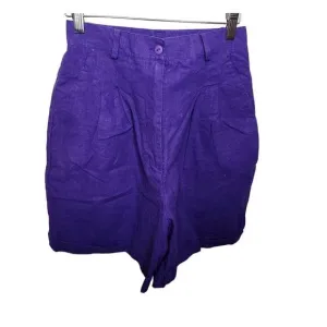 Vintage 80s Nordstrom High Waist Mom Shorts Womens Size S Purple Chinos Cotton